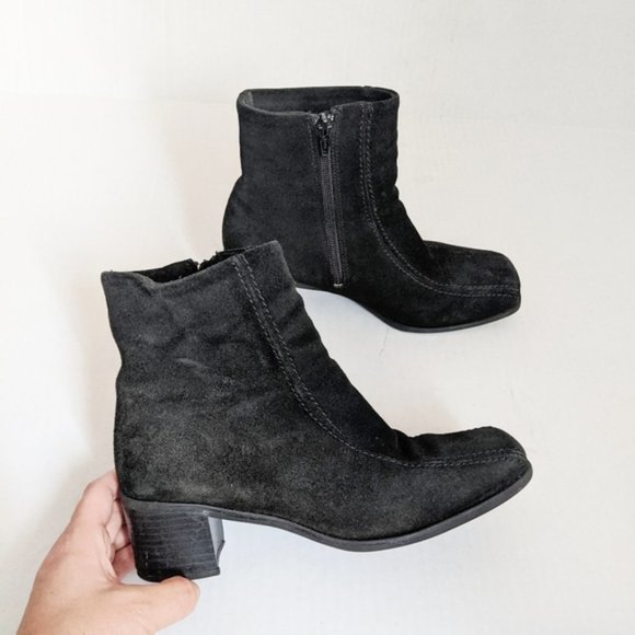 suede block heel ankle boots